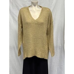Heimish Womens Brown Acrylic Knitted V-Neck Pullover Sweater‎ Size M Long Sleeve